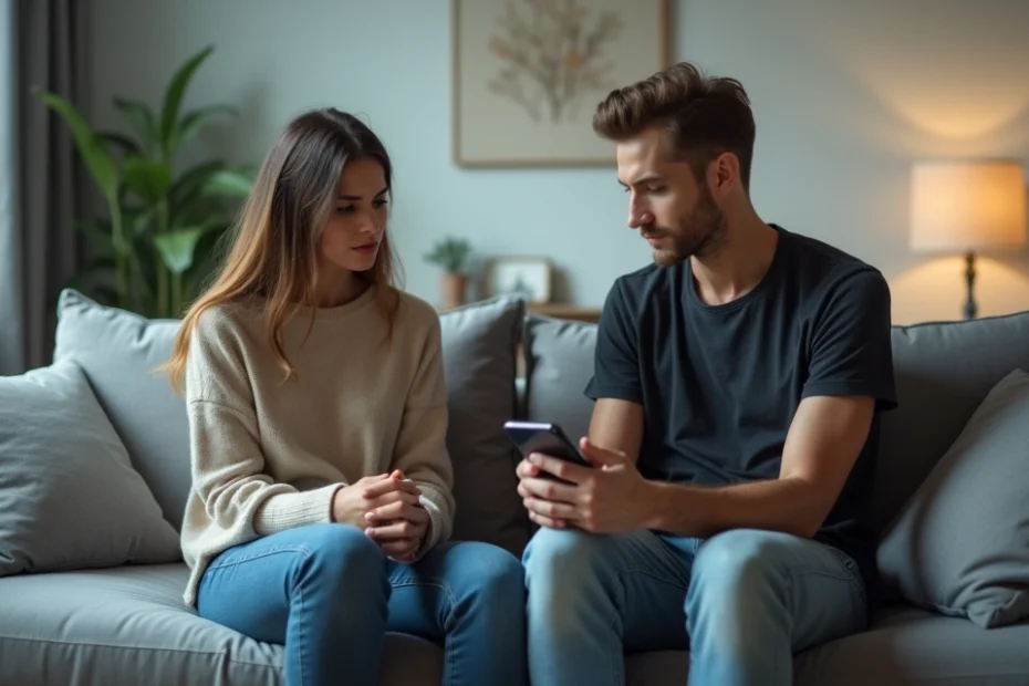 Casal sentado no sofá afastado um do outro com expressão triste