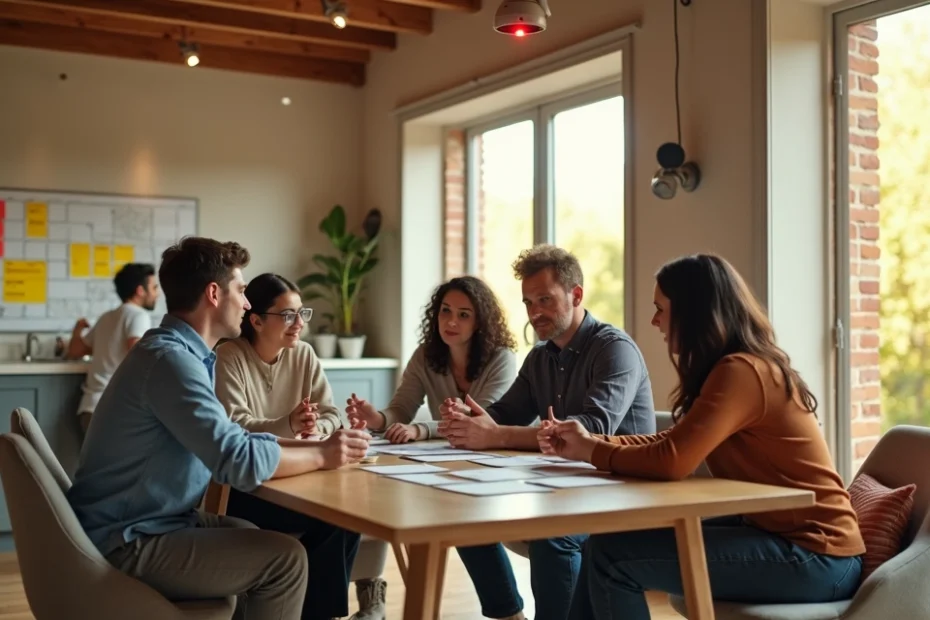 Participantes em sala de convivência com câmeras observando sua rotina diária
